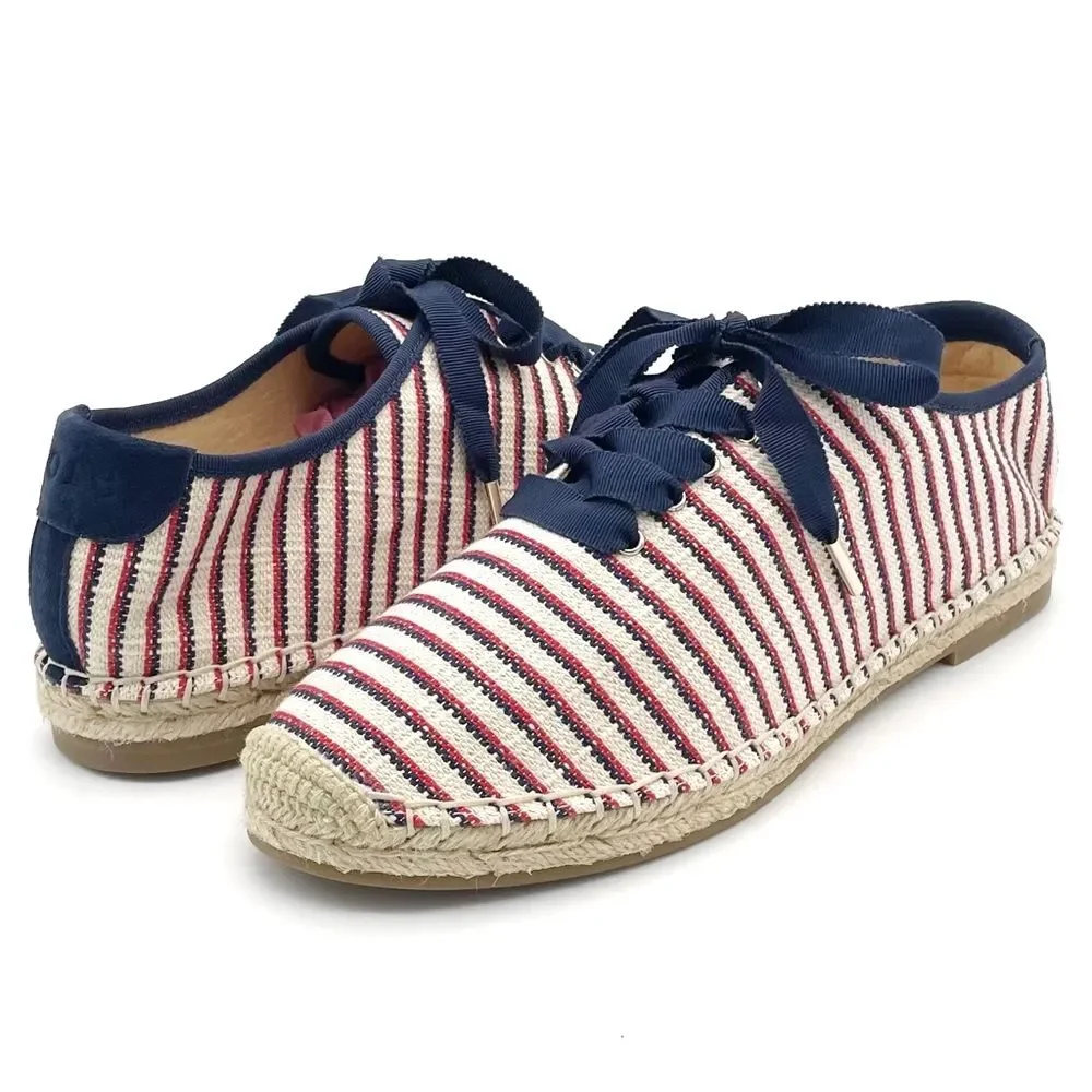 NWT Joie Corston Espadrille Sneaker Navy Red Cream Gold Women’s 38.5 US 7.5-8